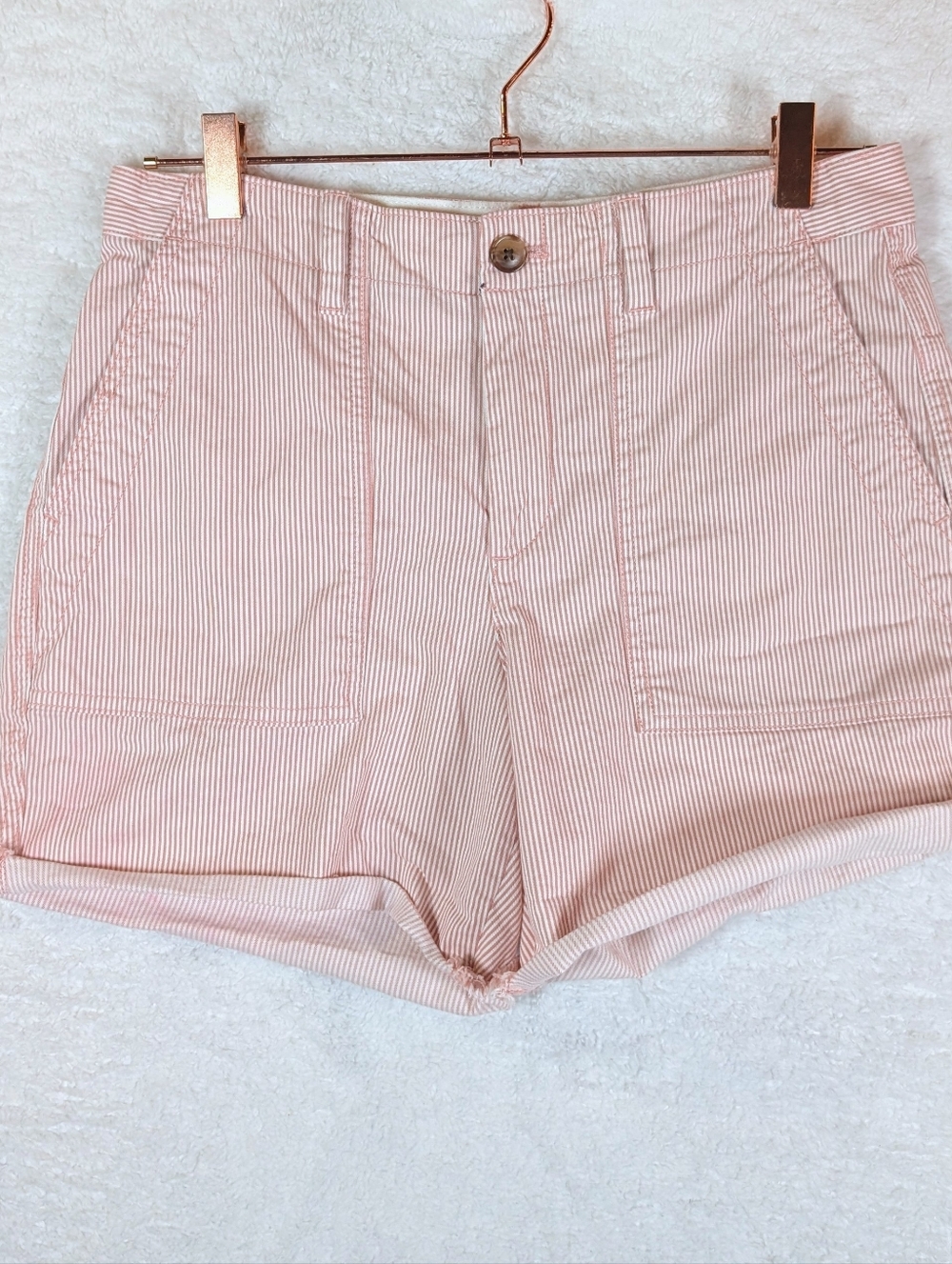 84-GAP Pink Striped High‎ Waist Shorts